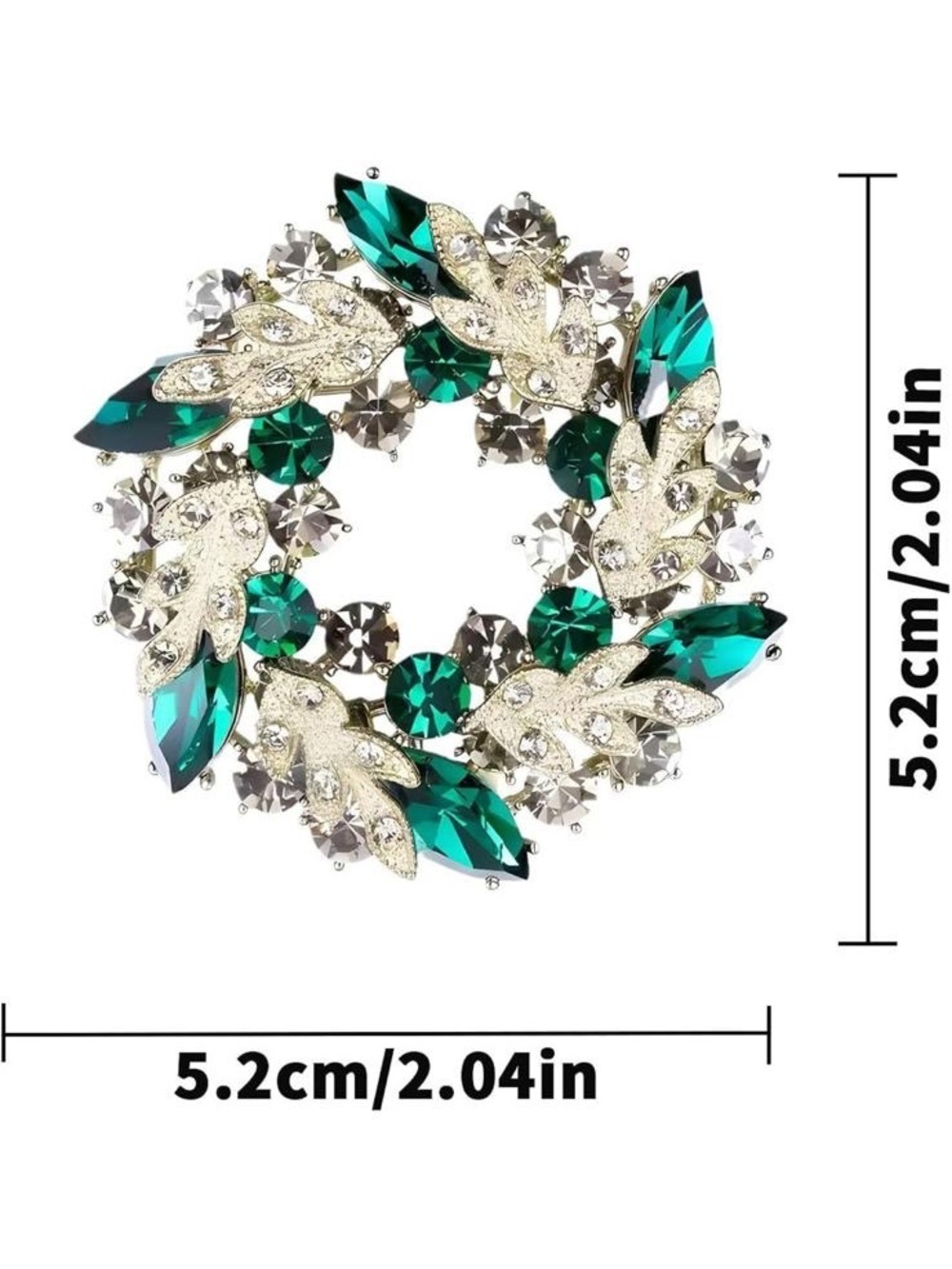 Anthropologie Emerald and Clear Crystal Wreath Brooch - Picture 2 of 4